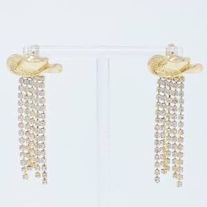 Glamourous Bling Cowgirl Crystal Fringe Earrings